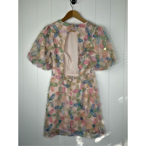 Entro Favorite Fleur Mesh Mini Dress Cutout Back Size S - Picture 10 of 13